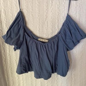 Free People off the shoulder blue blouse